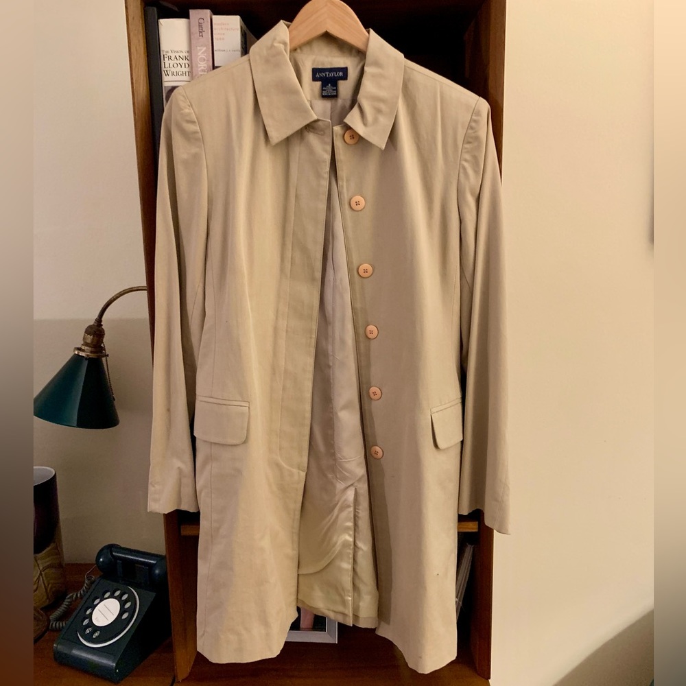 Ann Taylor Button Down Coat Trench Size S